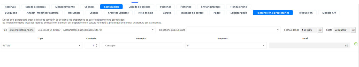 Facturación a propietarios