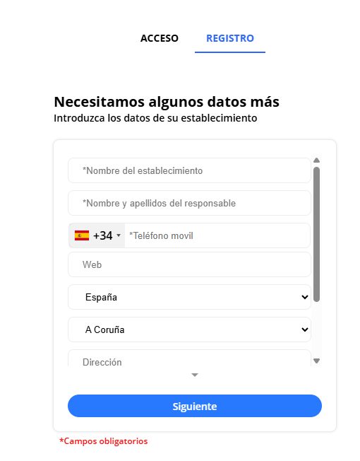 Último paso: email y contraseña