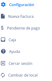 Menú con Configuración resaltada